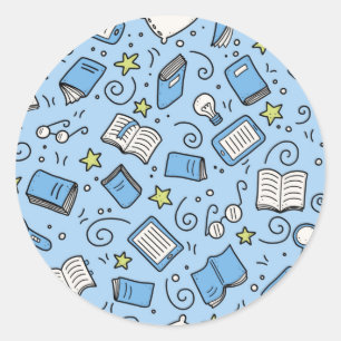 Book pattern classic round sticker