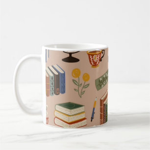 Book pattern coffee mug