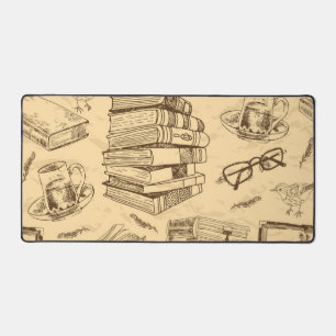 Book pattern desk mat