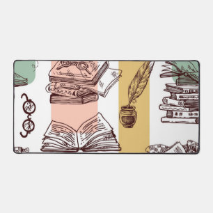 Book pattern desk mat