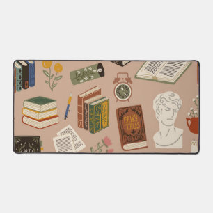 Book pattern desk mat