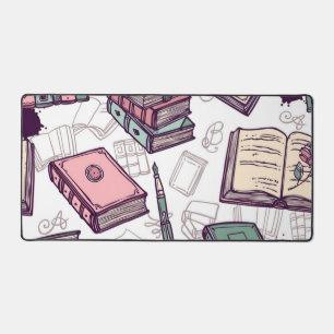 Book pattern desk mat