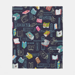 Book pattern fleece blanket