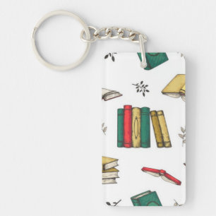 Book pattern key ring