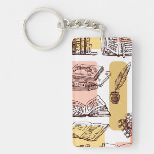 Book pattern key ring