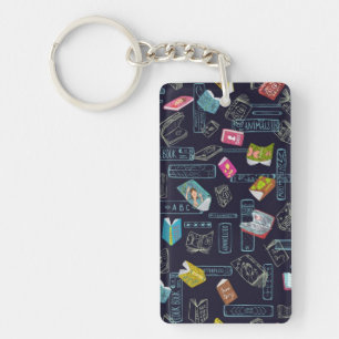 Book pattern key ring