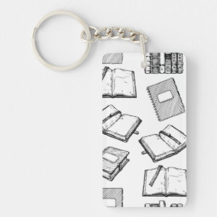 Book pattern key ring