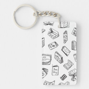 Book pattern key ring