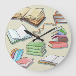 Book pattern large clock