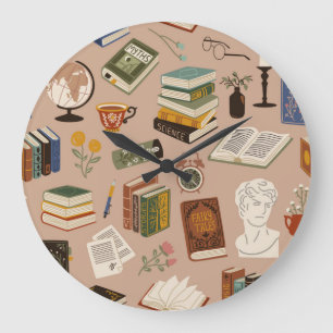 Book pattern large clock