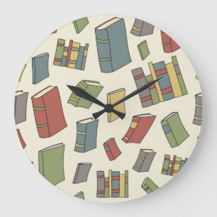 Book pattern large clock