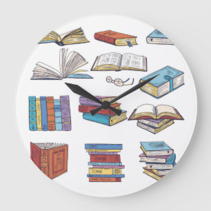 Book pattern large clock