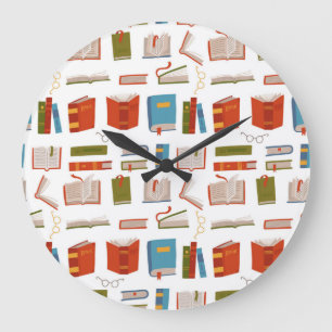 Book pattern large clock
