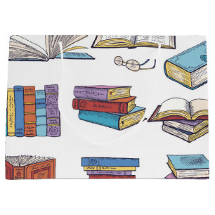 Book pattern large gift bag
