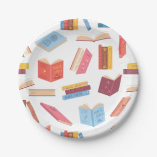 Book pattern paper plate