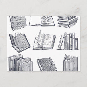 Book pattern postcard