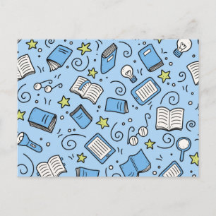 Book pattern postcard