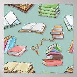 Book pattern poster