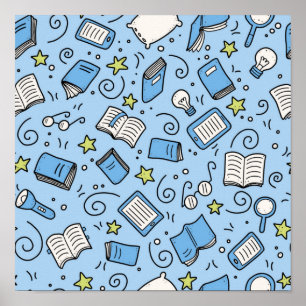 Book pattern poster