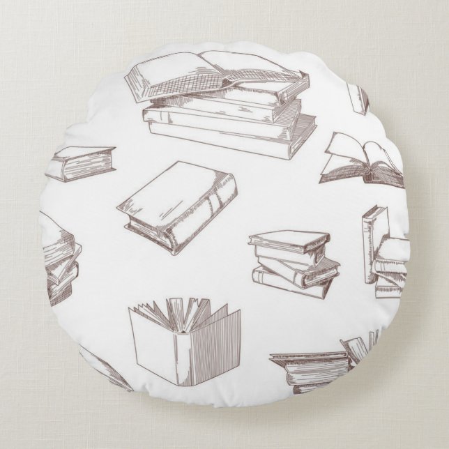Book pattern round cushion (Front)