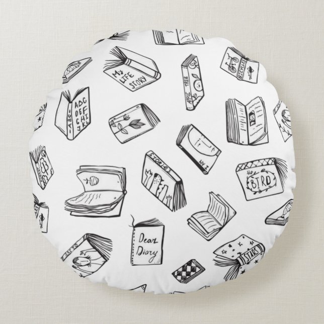 Book pattern round cushion (Front)
