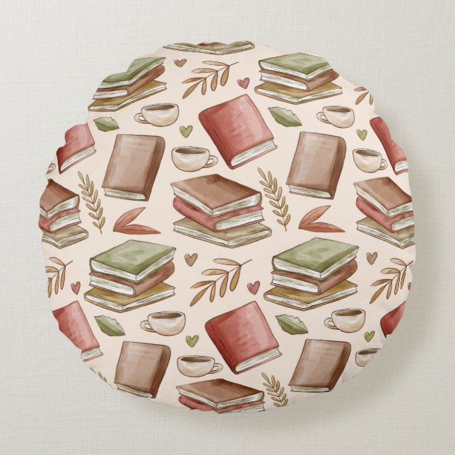 Book pattern round cushion (Front)