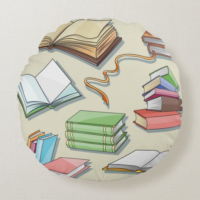 Book pattern round cushion (Front)