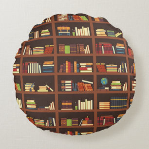 Book pattern round cushion
