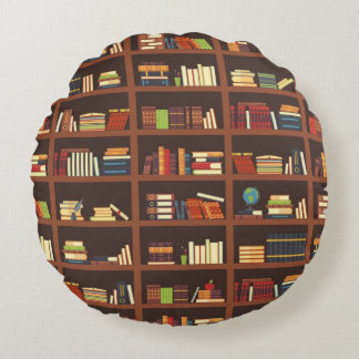 Book pattern round cushion