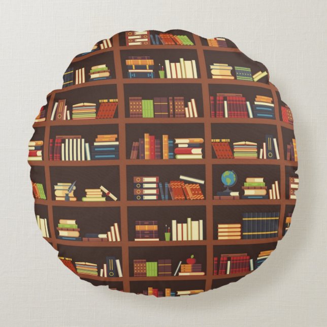Book pattern round cushion (Front)