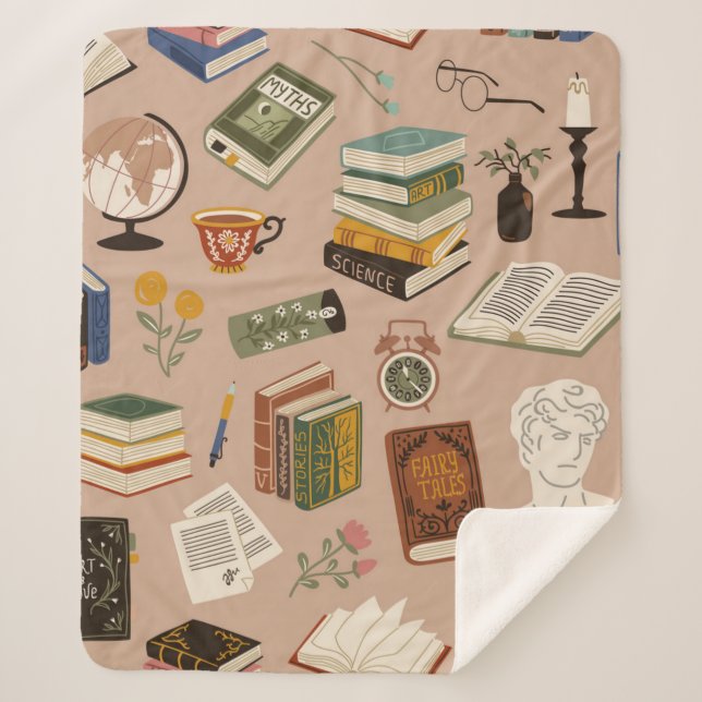 Book pattern sherpa blanket (Front)