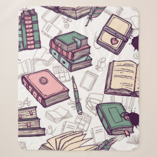 Book pattern sherpa blanket