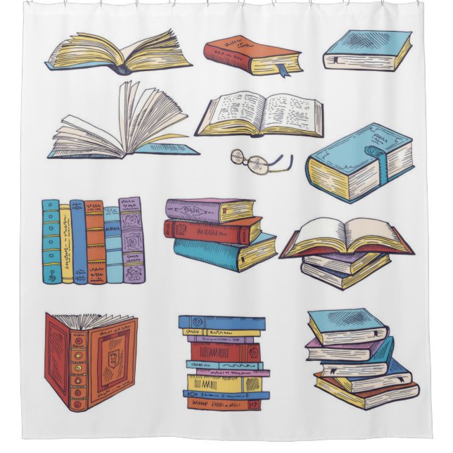 Book pattern shower curtain (Front)