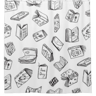 Book pattern shower curtain
