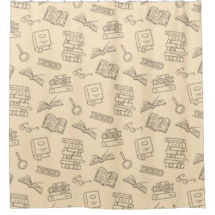 Book pattern shower curtain