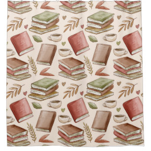 Book pattern shower curtain