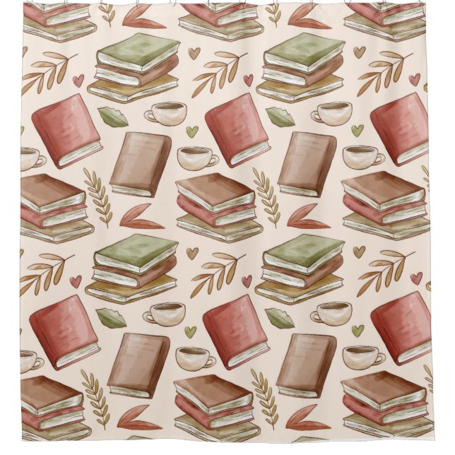 Book pattern shower curtain (Front)