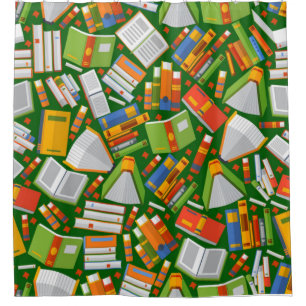 Book pattern shower curtain