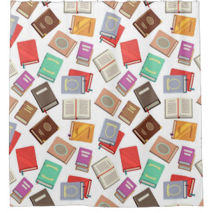 Book pattern shower curtain