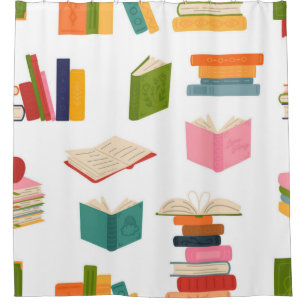 Book pattern shower curtain
