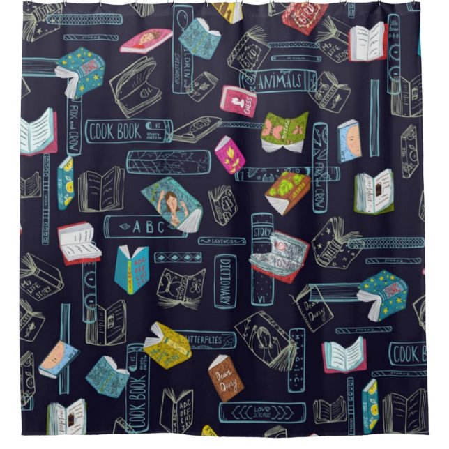Book pattern shower curtain (Front)