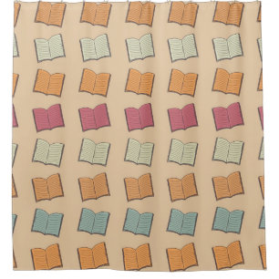 Book pattern shower curtain