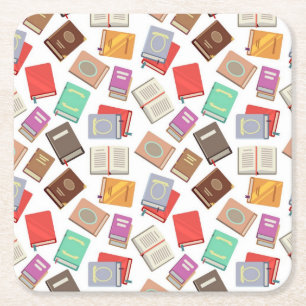 Book pattern square paper coaster