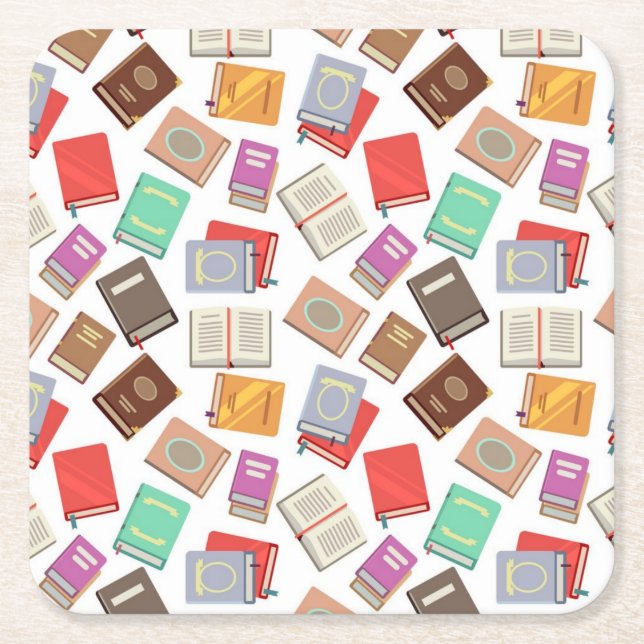 Book pattern square paper coaster (Front)