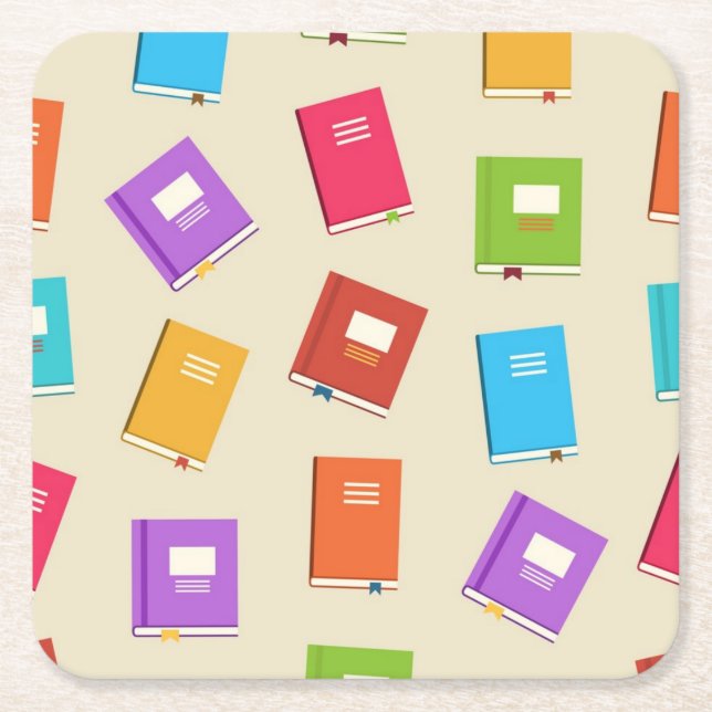 Book pattern square paper coaster (Front)