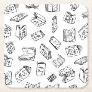 Book pattern square paper coaster