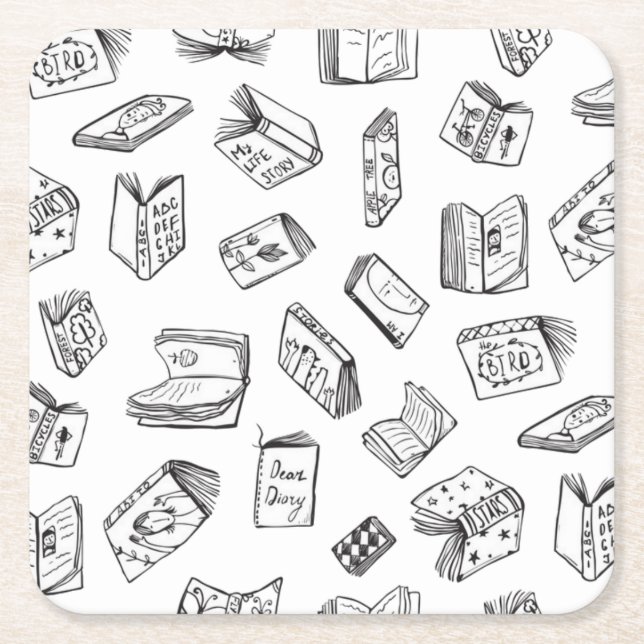 Book pattern square paper coaster (Front)
