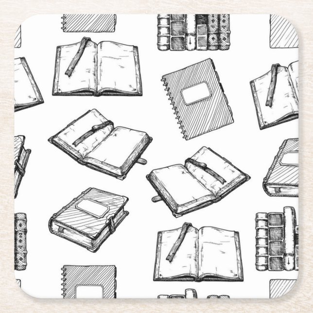 Book pattern square paper coaster (Front)