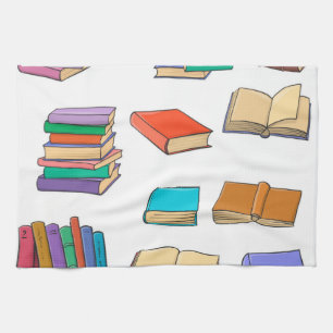 Book pattern tea towel
