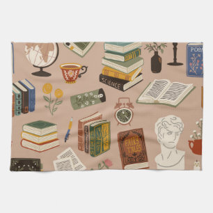 Book pattern tea towel